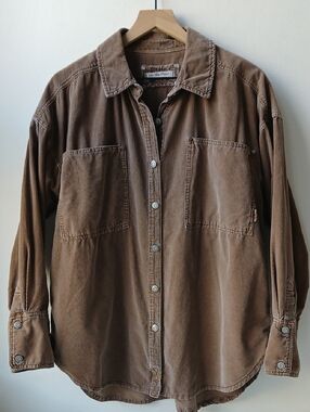 We The Free People Oversized Corduroy Long Sleeve Shirt Brown Women's Small